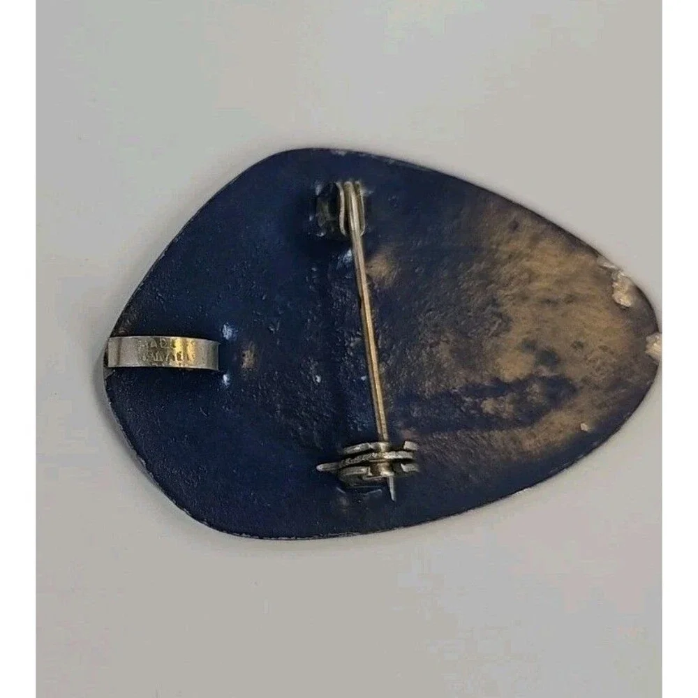 Vintage Sterling Silver Enamel Tulip‎ Flowers Made In Israel Brooch Pin Pendant